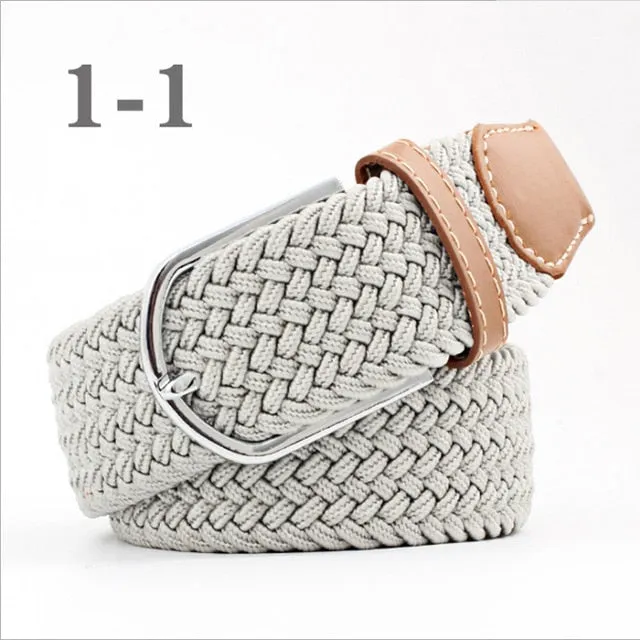 ZLD Hot Colors Men Women Casual Knitted pin buckle Belt Woven Canvas Elastic Stretch Belts Plain Webbing 2020 fashion 105-110cm