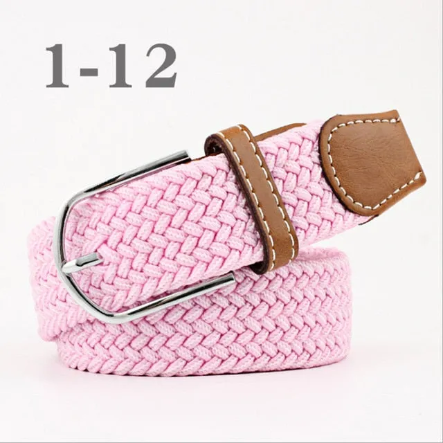 ZLD Hot Colors Men Women Casual Knitted pin buckle Belt Woven Canvas Elastic Stretch Belts Plain Webbing 2020 fashion 105-110cm