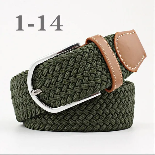 ZLD Hot Colors Men Women Casual Knitted pin buckle Belt Woven Canvas Elastic Stretch Belts Plain Webbing 2020 fashion 105-110cm