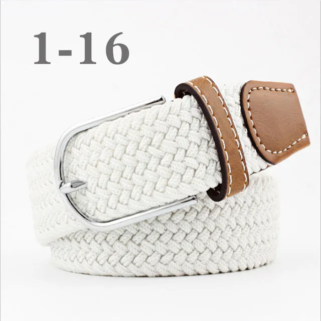 ZLD Hot Colors Men Women Casual Knitted pin buckle Belt Woven Canvas Elastic Stretch Belts Plain Webbing 2020 fashion 105-110cm