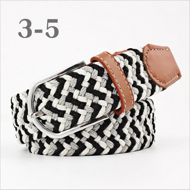 ZLD Hot Colors Men Women Casual Knitted pin buckle Belt Woven Canvas Elastic Stretch Belts Plain Webbing 2020 fashion 105-110cm