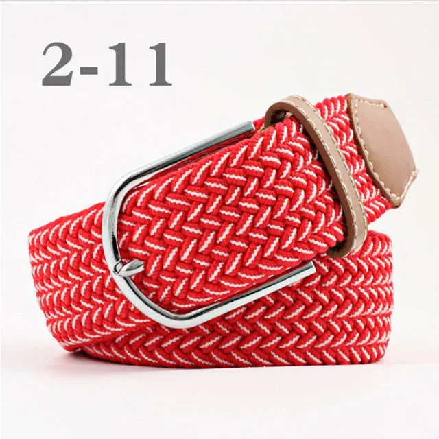 ZLD Hot Colors Men Women Casual Knitted pin buckle Belt Woven Canvas Elastic Stretch Belts Plain Webbing 2020 fashion 105-110cm